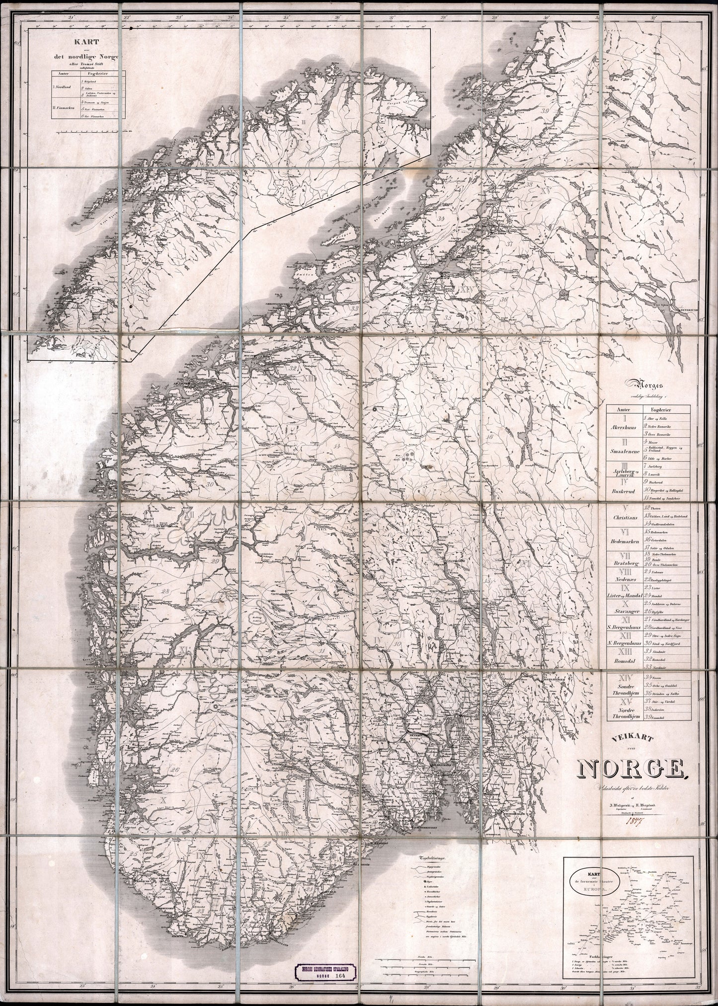 Norge 164: Veikart over Norge utarbeidet efter de bedste Kilder: Norge