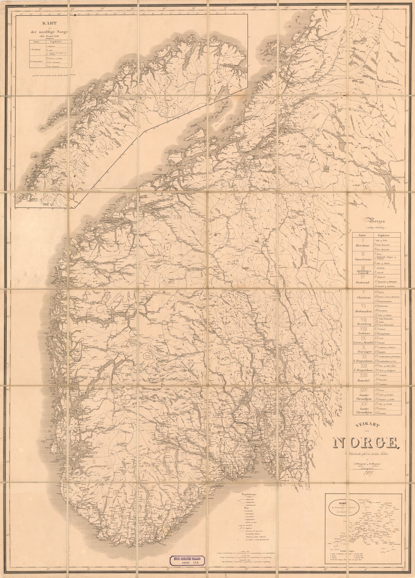 Norge 164: Veikart over Norge utarbeidet efter de bedste Kilder: Norge