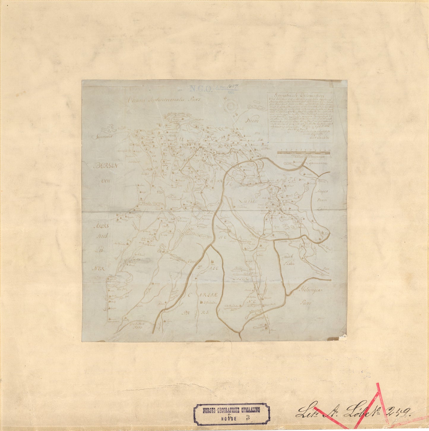 Norge 3: Norgesavelingen 3. Geometrisch Declineation af Trundhems så och en Deel af de angänsende Akershus og Bergenhus Læhn.: Sør-Trøndelag