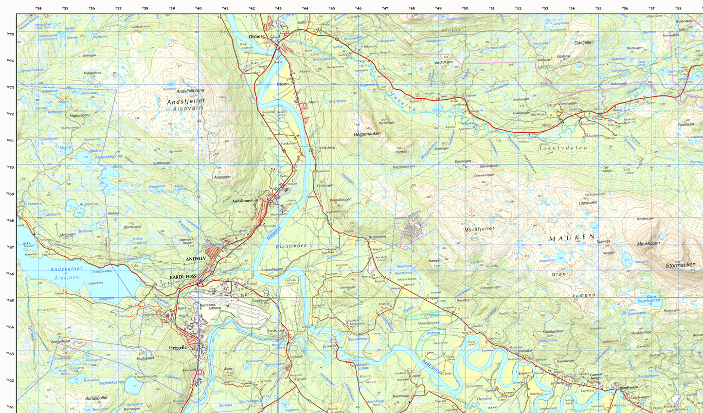 Veggkart Bardufoss og omegn