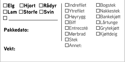 FORHÅNDSBESTILLING: Klistremerker for merking av kjøtt