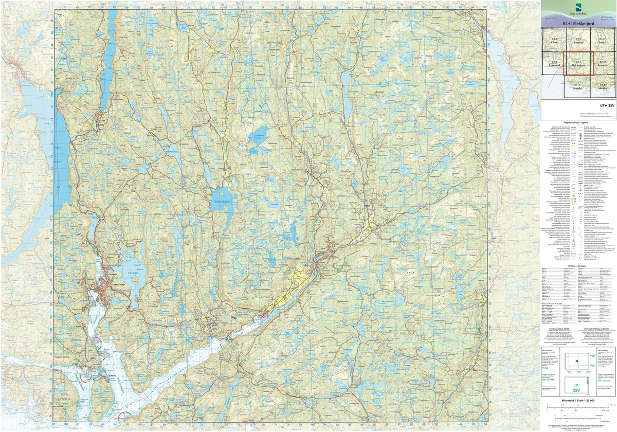 Kartverket N50 kartblad 02-C Flekkefjord