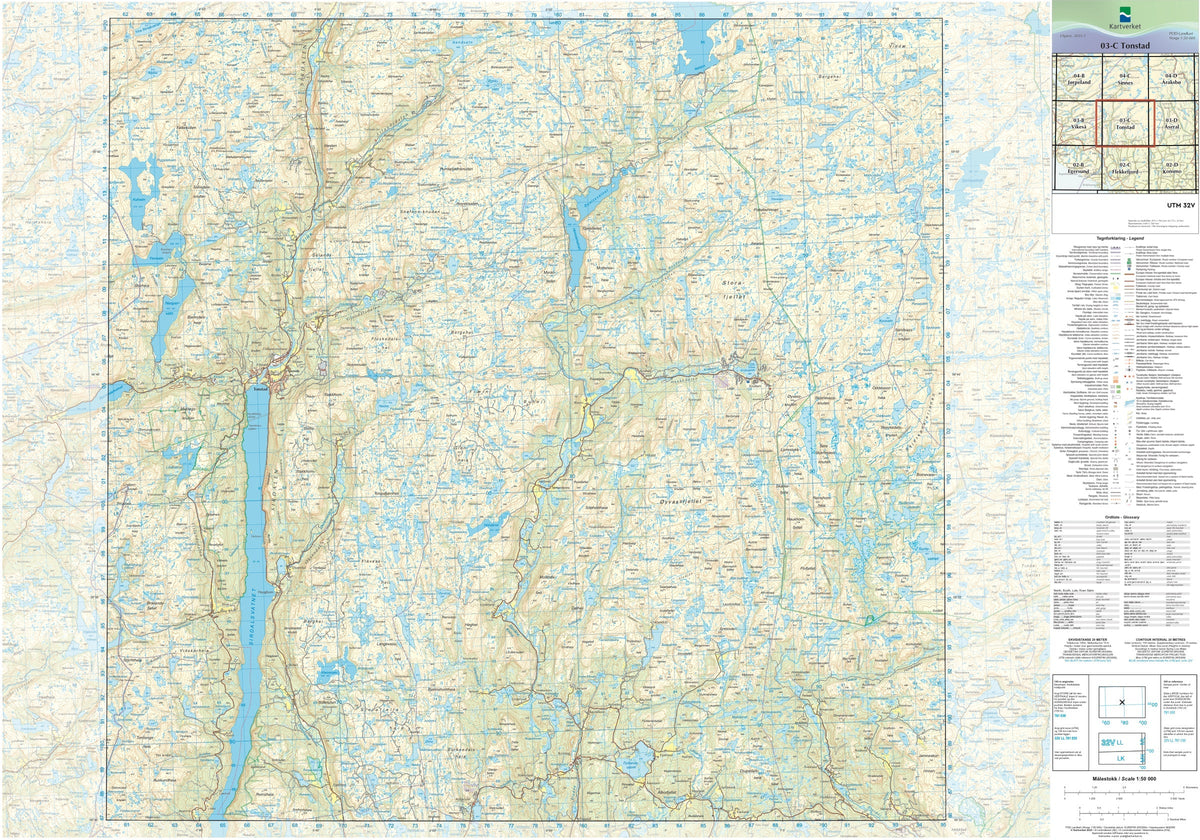 Kartverket N50 kartblad 03-C Tonstad