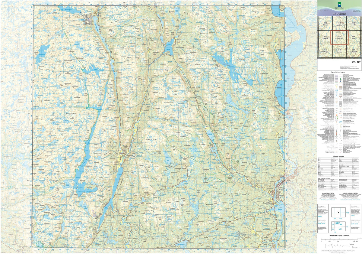 Kartverket N50 kartblad 03-D Åseral