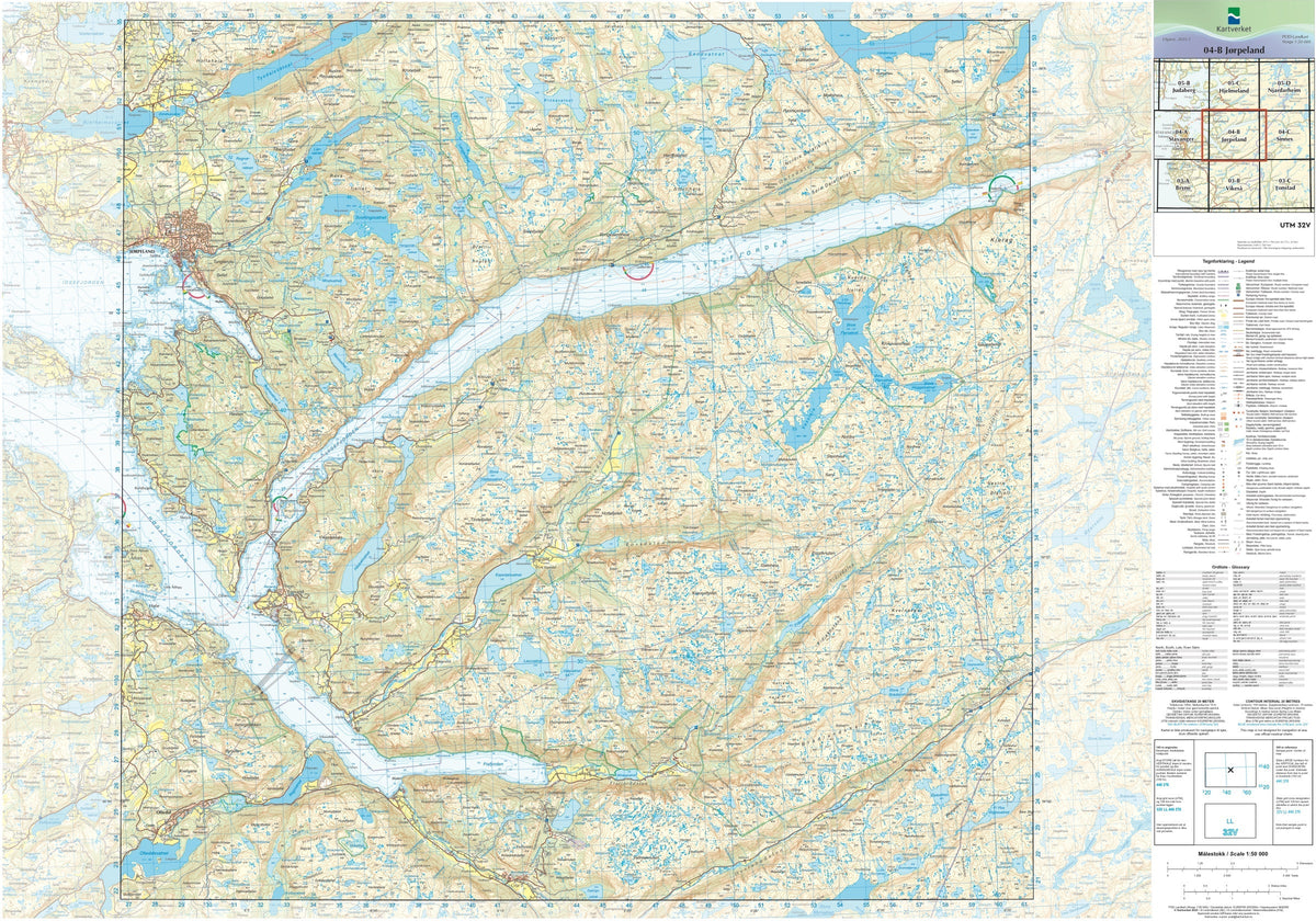 Kartverket N50 kartblad 04-B Jørpeland