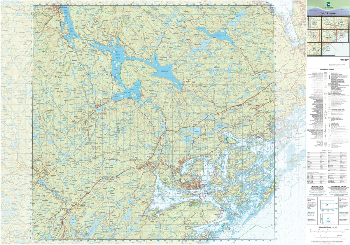 Kartverket N50 kartblad 04-G Kragerø