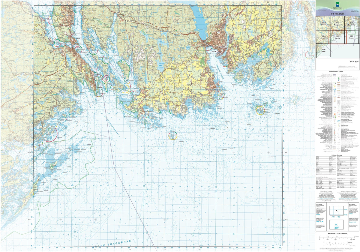 Kartverket N50 kartblad 04-H Larvik