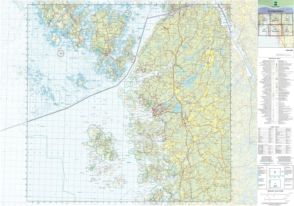 Kartverket N50 kartblad 04-J Skjærhalden