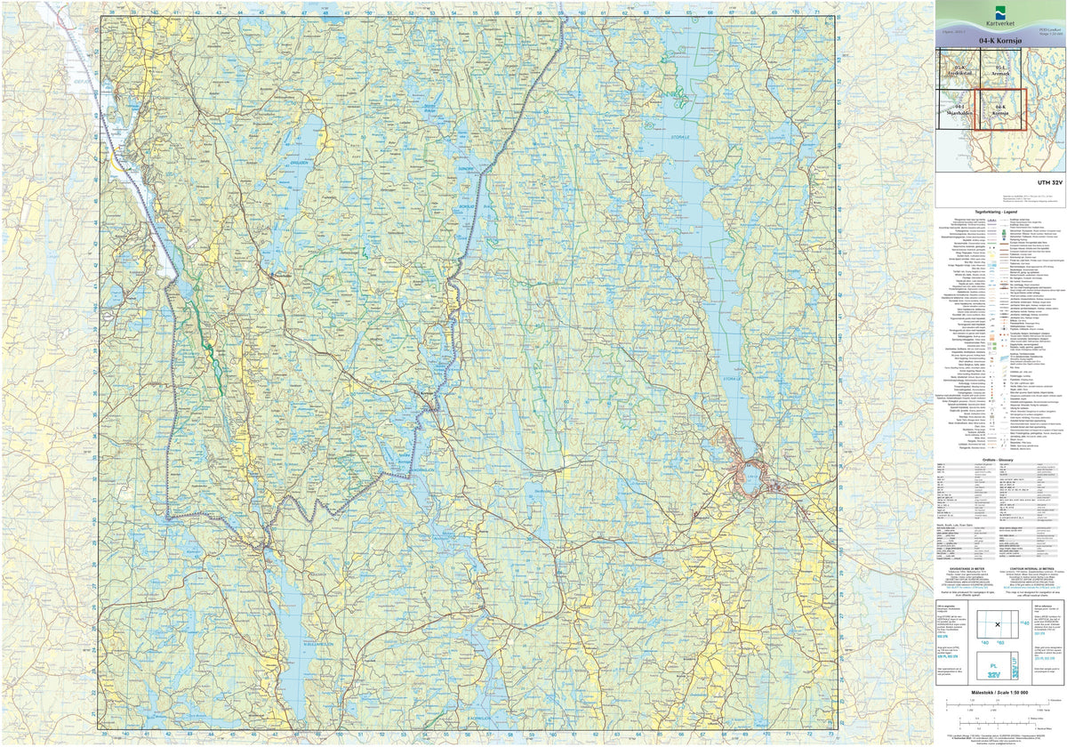 Kartverket N50 kartblad 04-K Kornsjø
