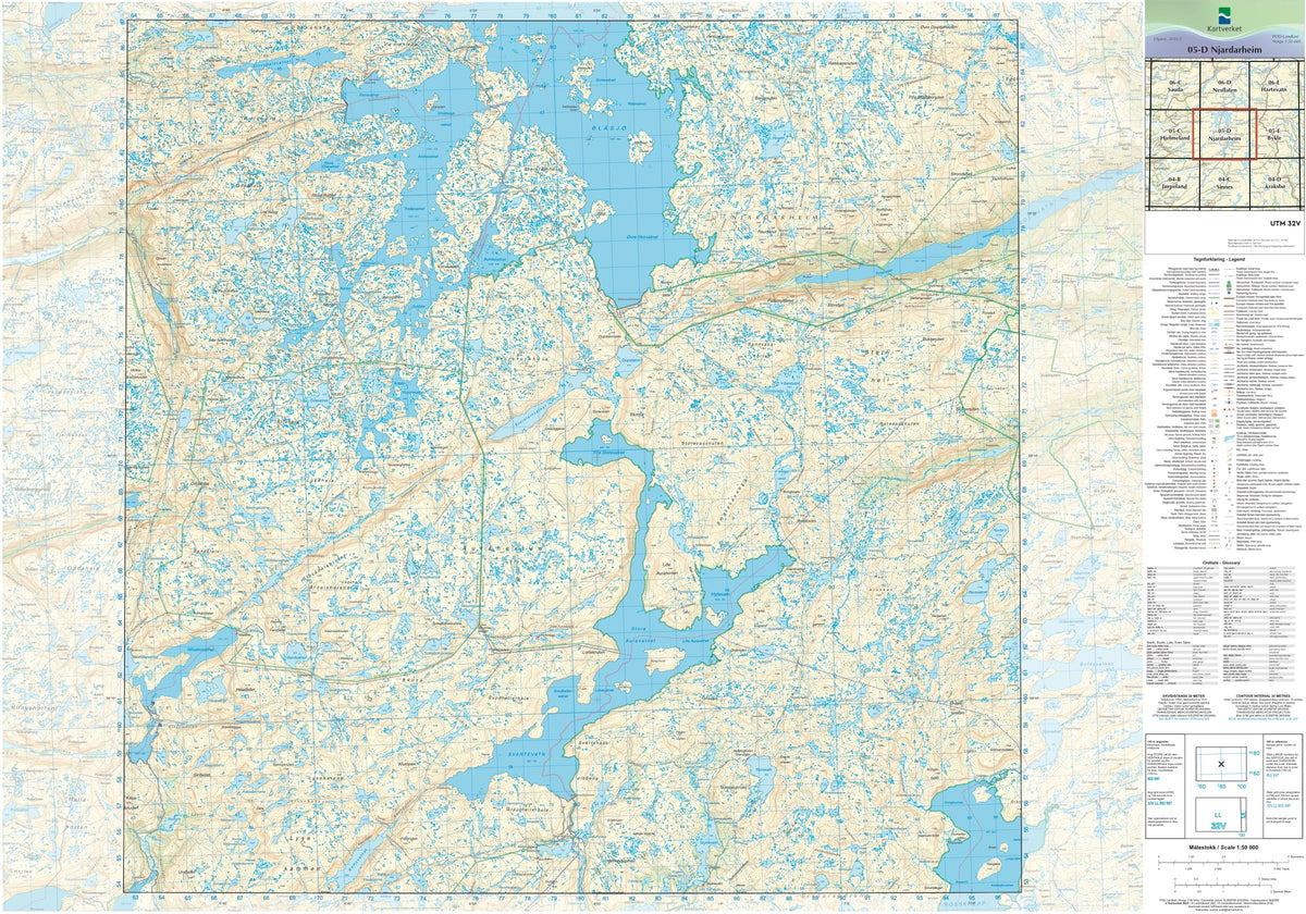 Kartverket N50 kartblad 05-D Njardarheim