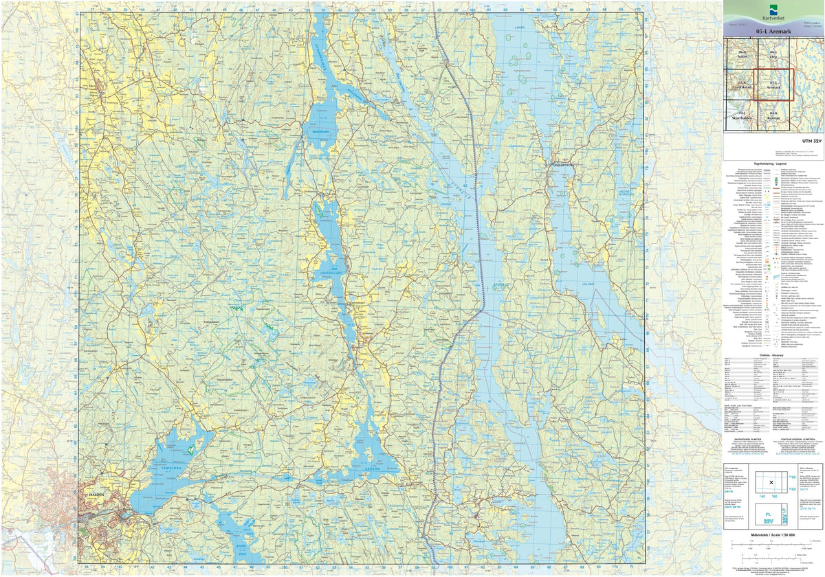 Kartverket N50 kartblad 05-L Aremark