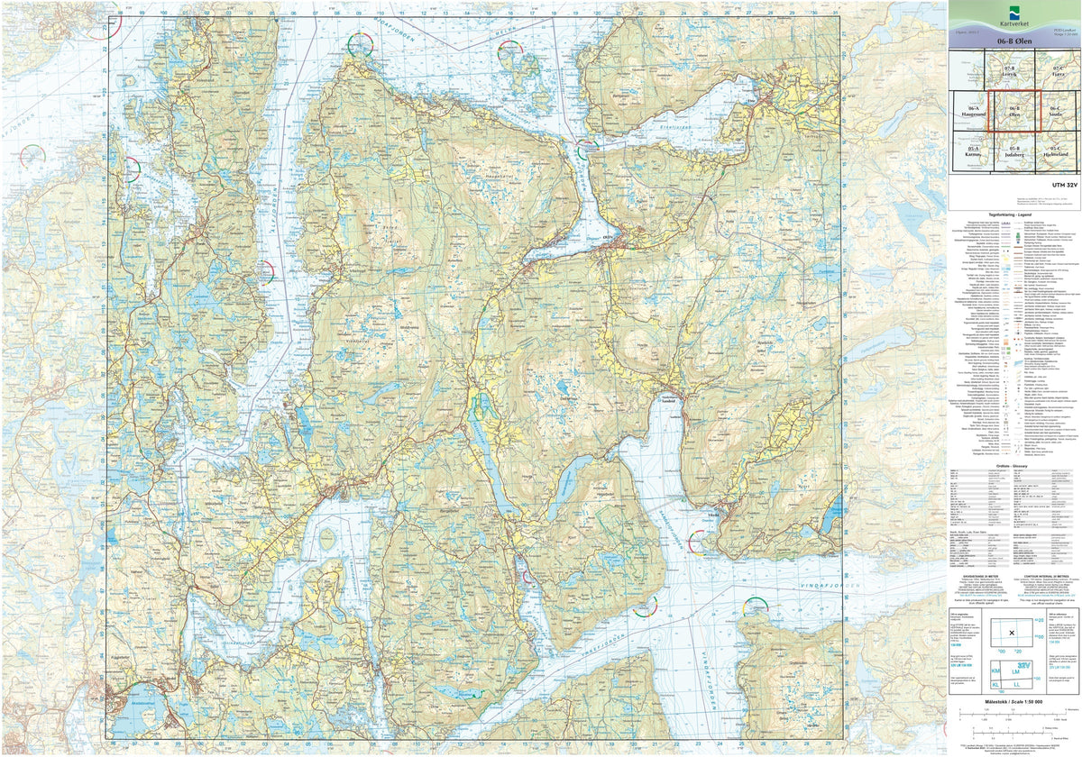 Kartverket N50 kartblad 06-B Ølen