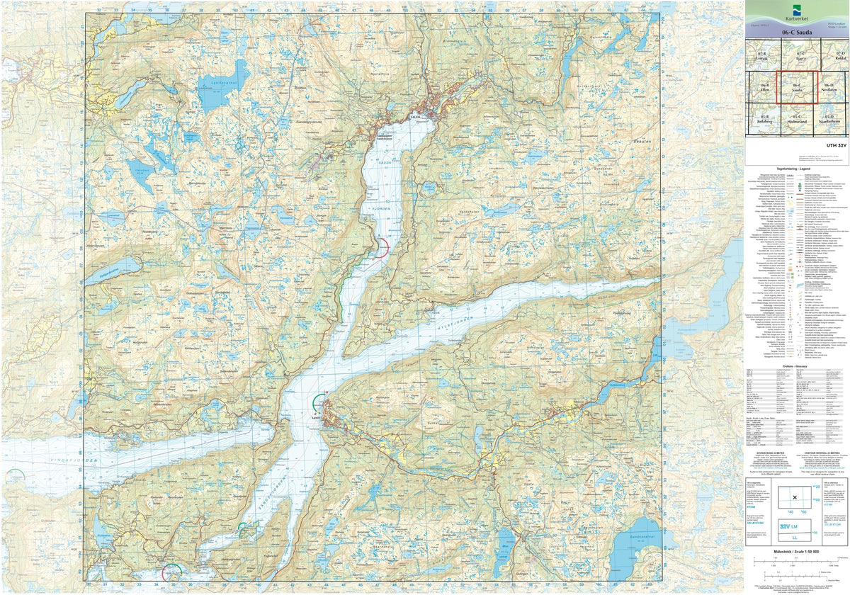 Kartverket N50 kartblad 06-C Sauda