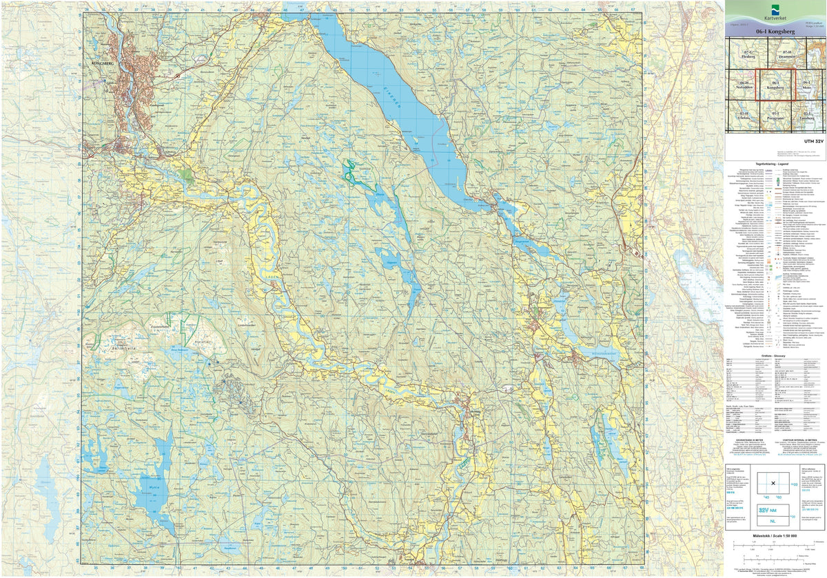 Kartverket N50 kartblad 06-I Kongsberg