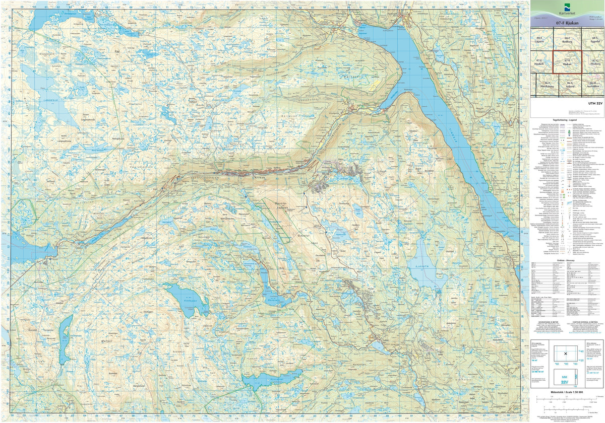 Kartverket N50 kartblad 07-F Rjukan