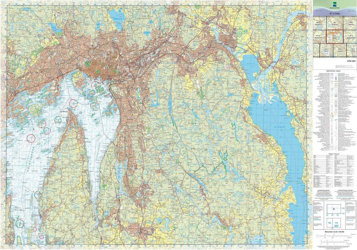 Kartverket N50 kartblad 07-I Oslo