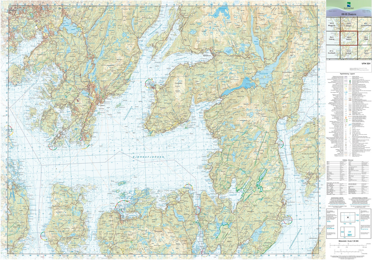 Kartverket N50 kartblad 08-B Osøyro