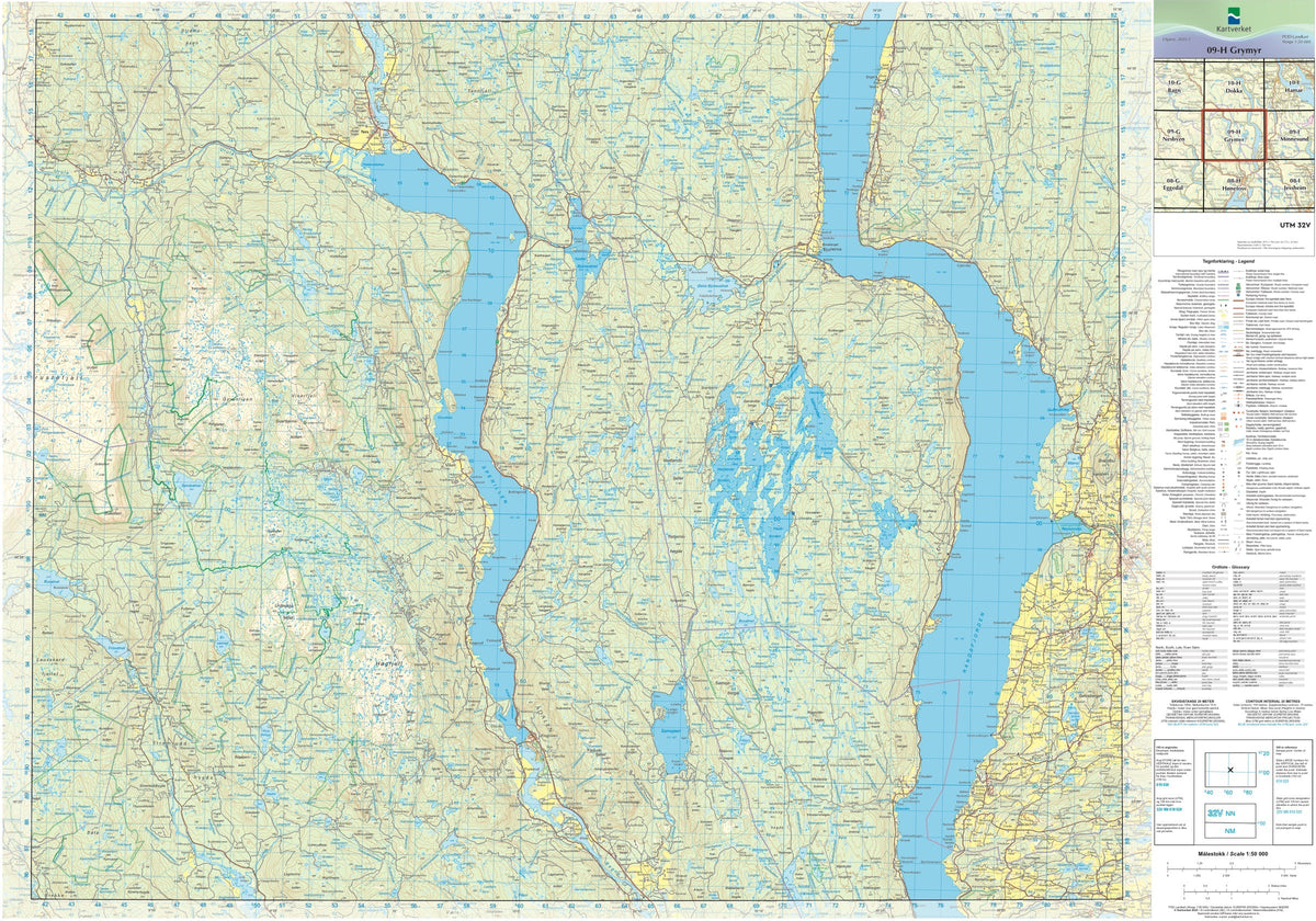 Kartverket N50 kartblad 09-H Grymyr