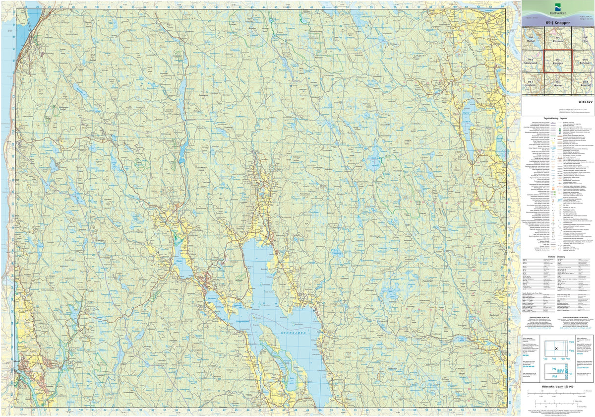 Kartverket N50 kartblad 09-J Knapper