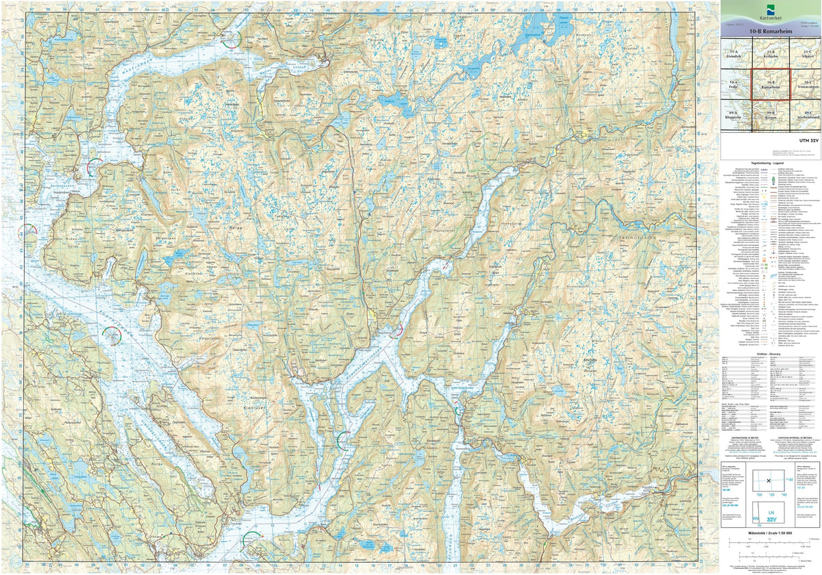 Kartverket N50 kartblad 10-B Romarheim