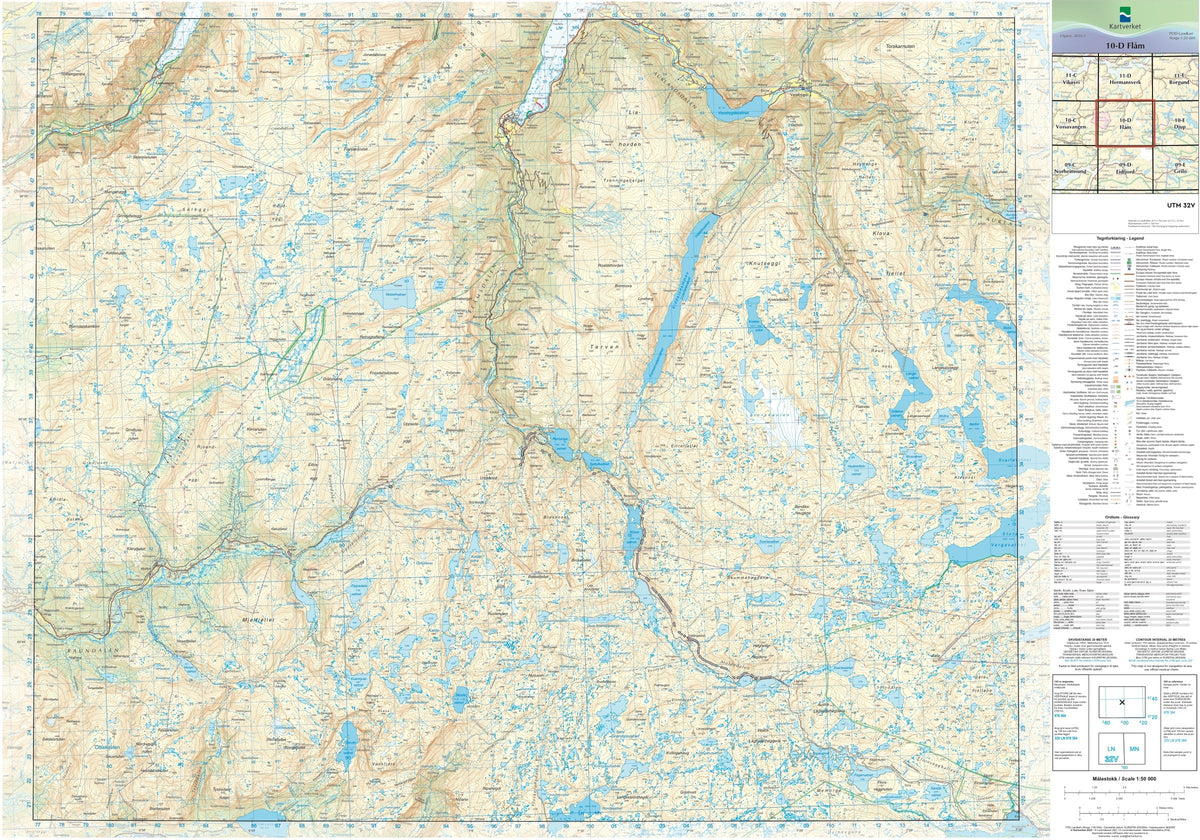 Kartverket N50 kartblad 10-D Flåm