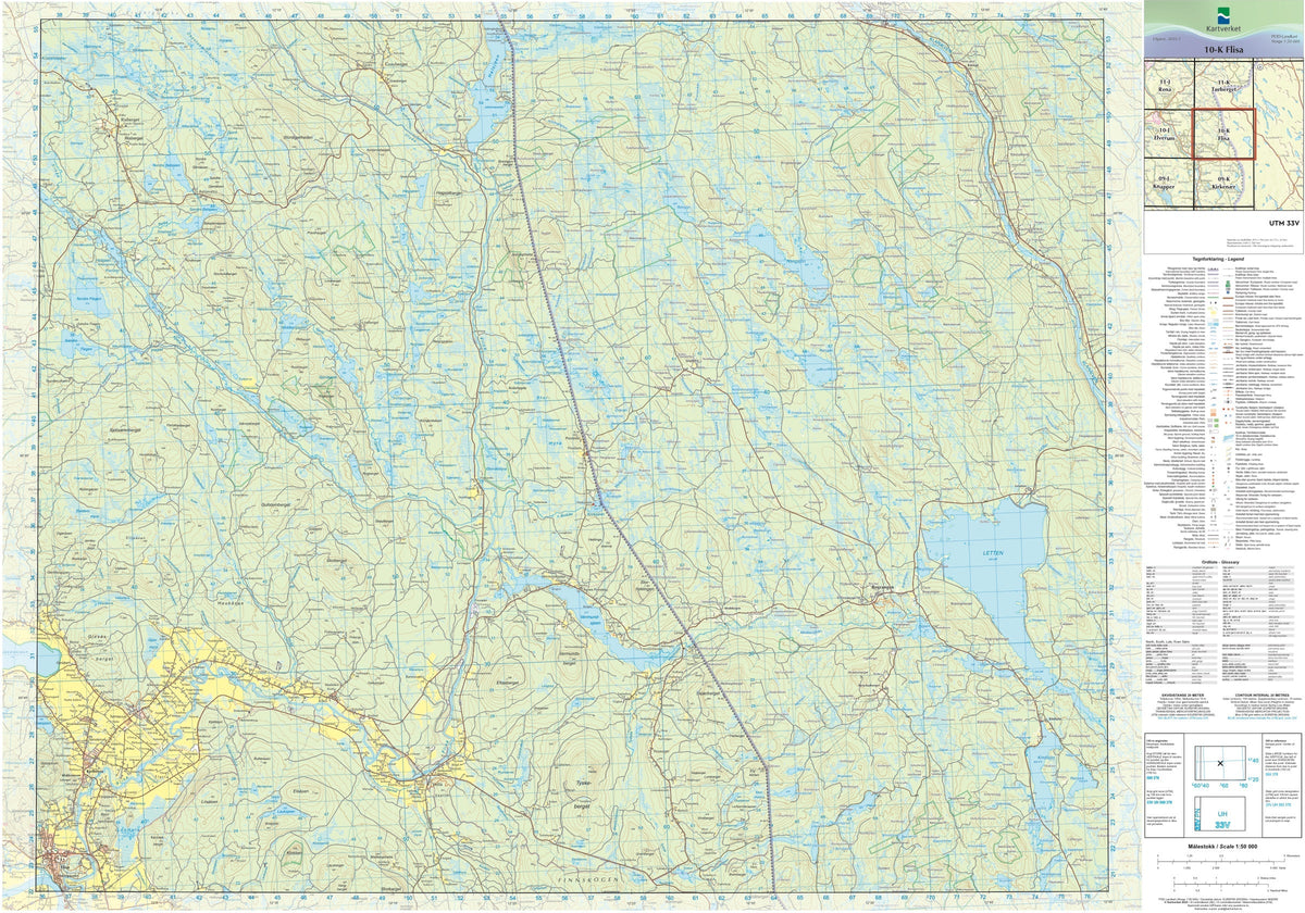 Kartverket N50 kartblad 10-K Flisa