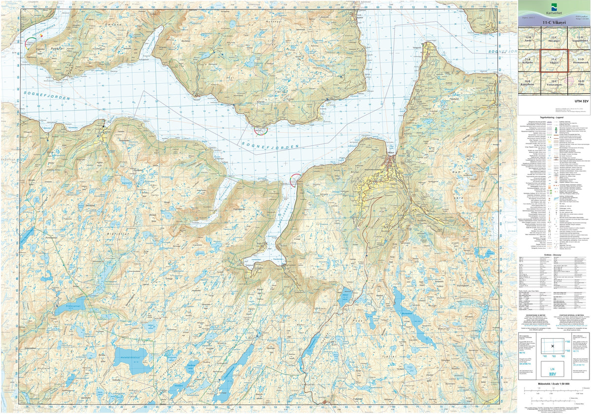 Kartverket N50 kartblad 11-C Vikøyri