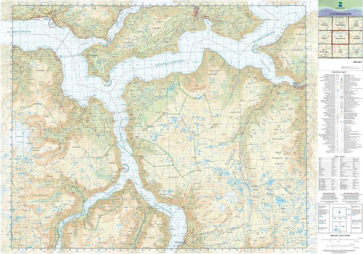 Kartverket N50 kartblad 11-D Hermansverk