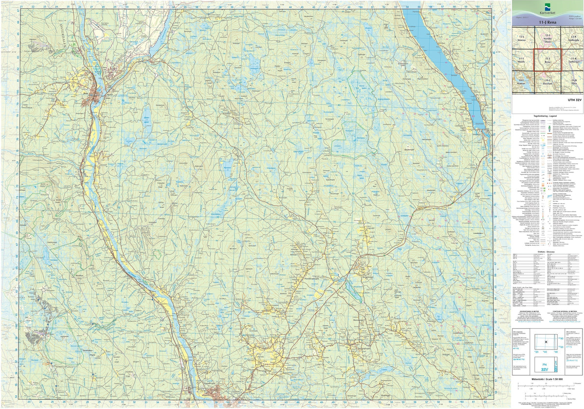 Kartverket N50 kartblad 11-J Rena