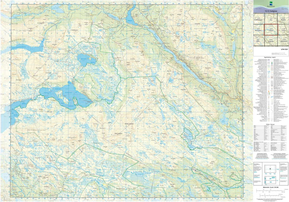 Kartverket N50 kartblad 12-G Langsua