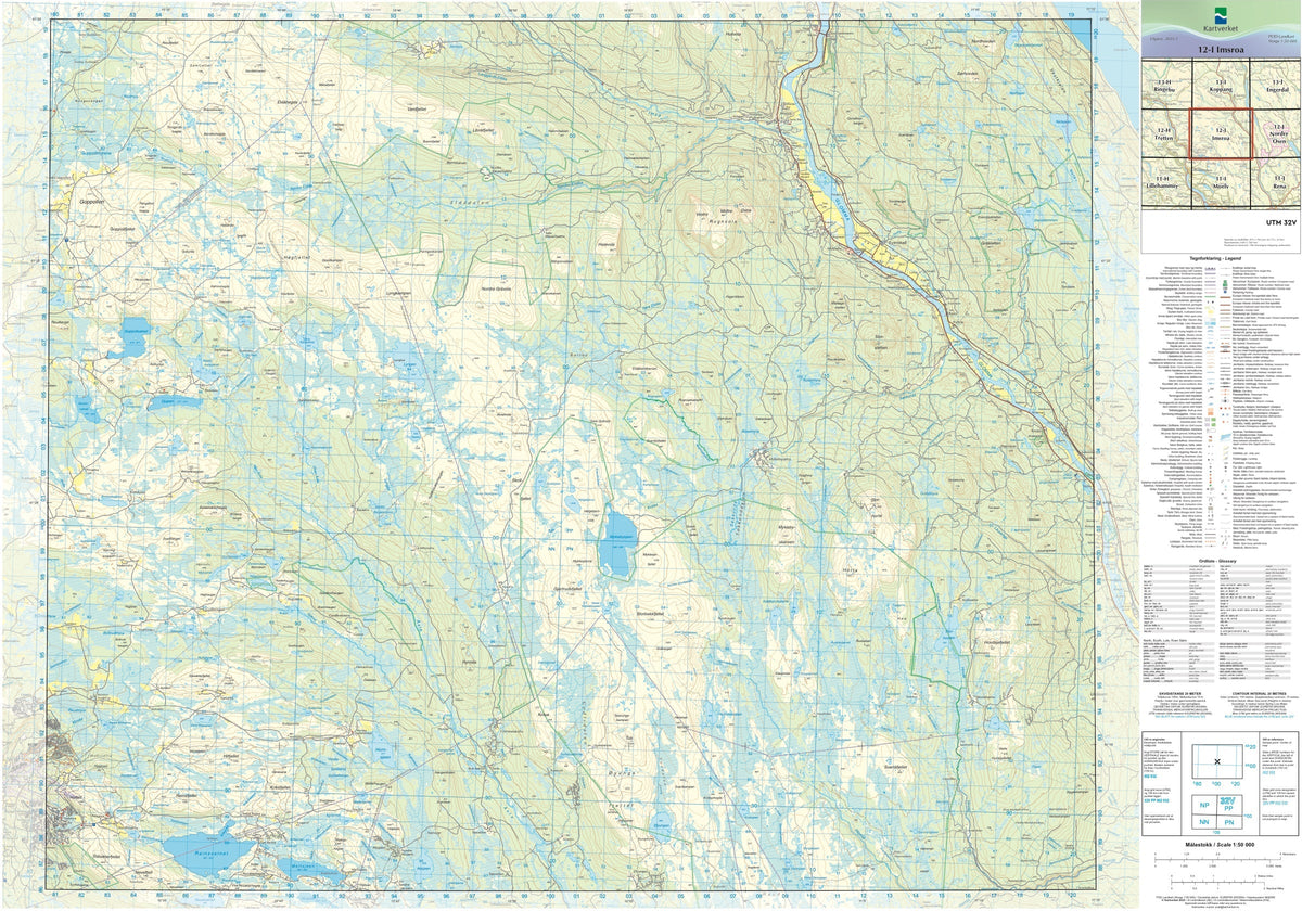 Kartverket N50 kartblad 12-I Imsroa