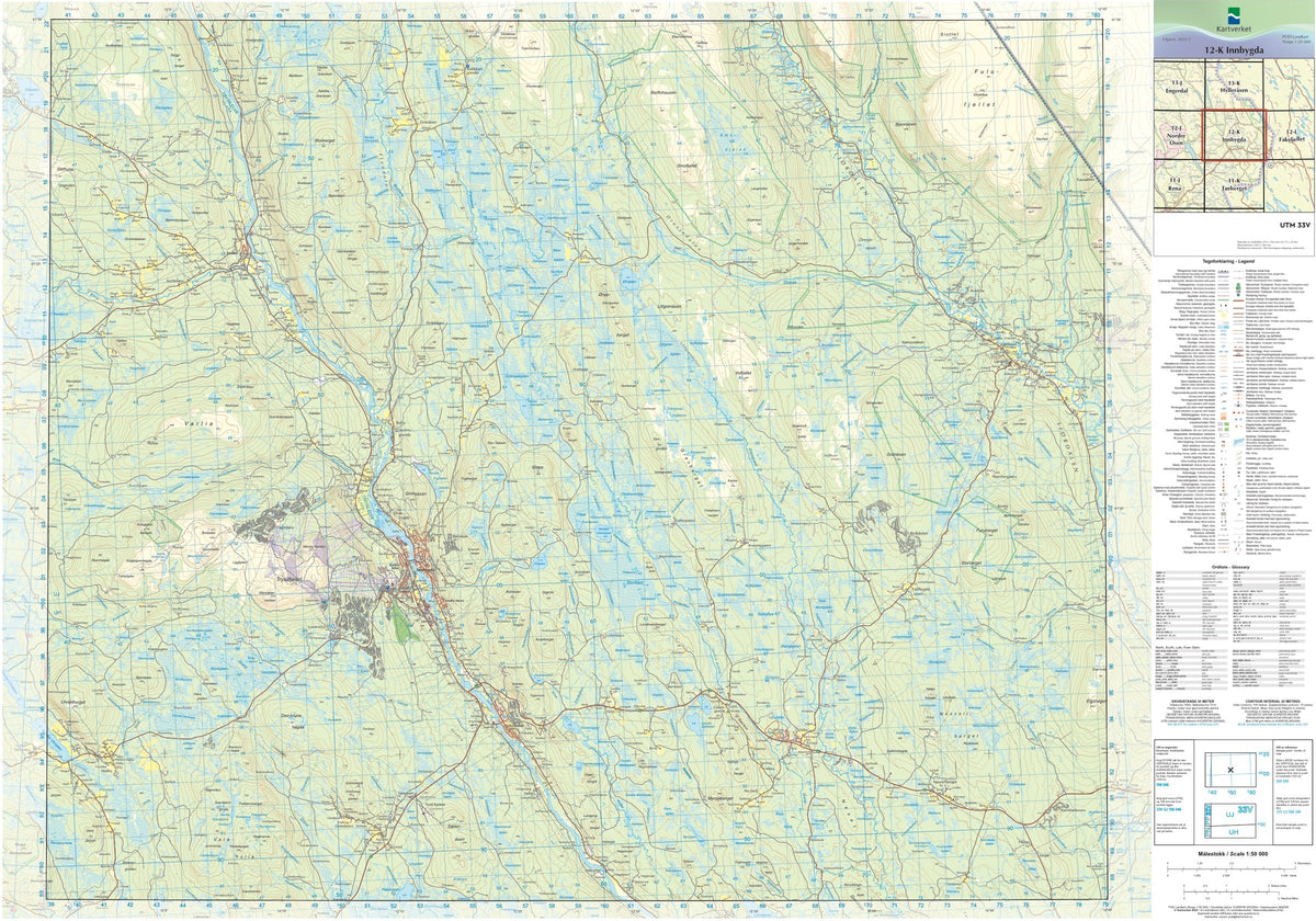 Kartverket N50 kartblad 12-K Innbygda