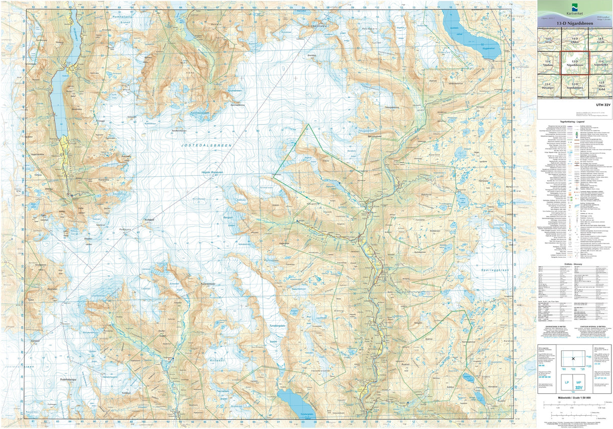 Kartverket N50 kartblad 13-D Nigardsbreen