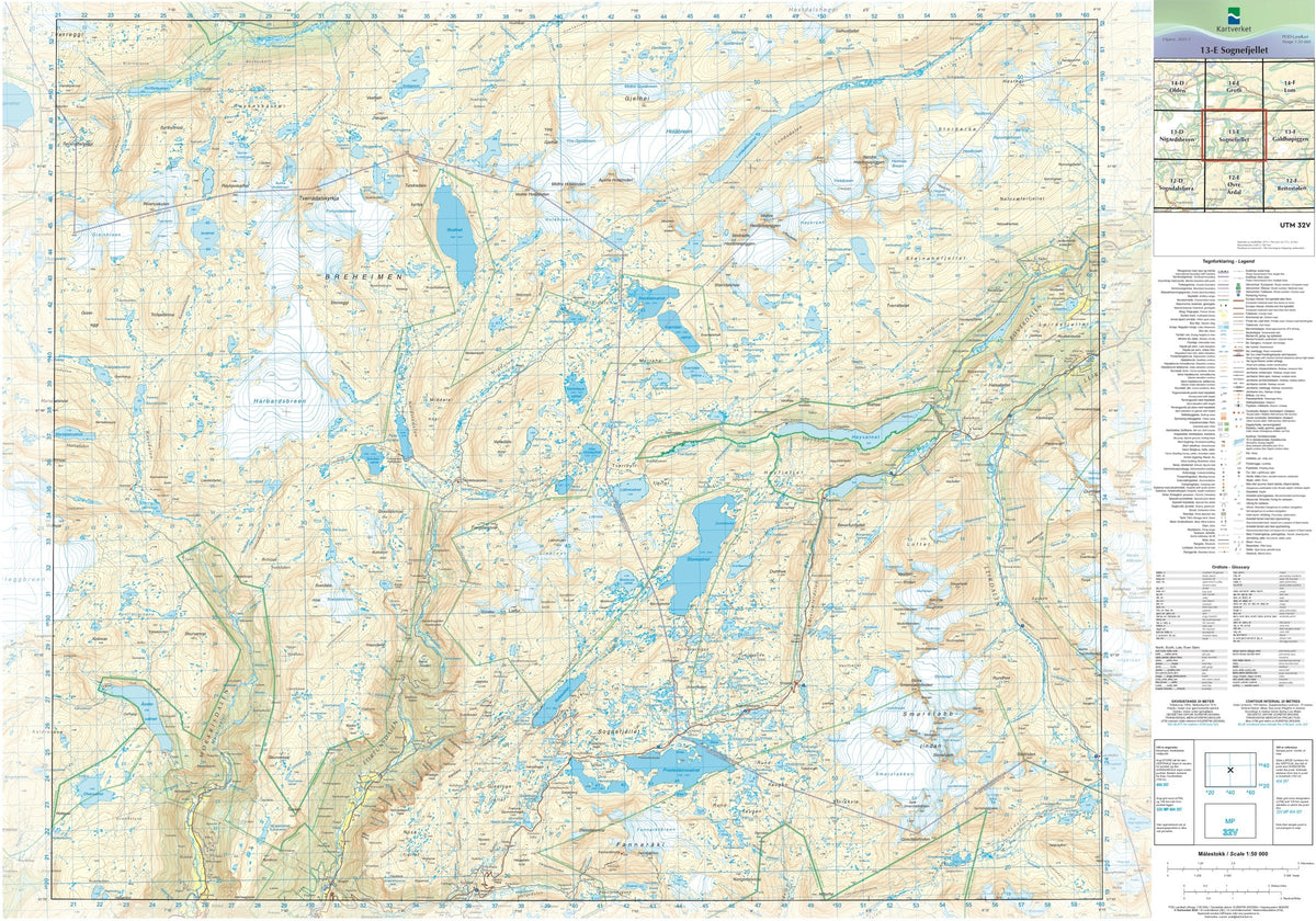 Kartverket N50 kartblad 13-E Sognefjellet