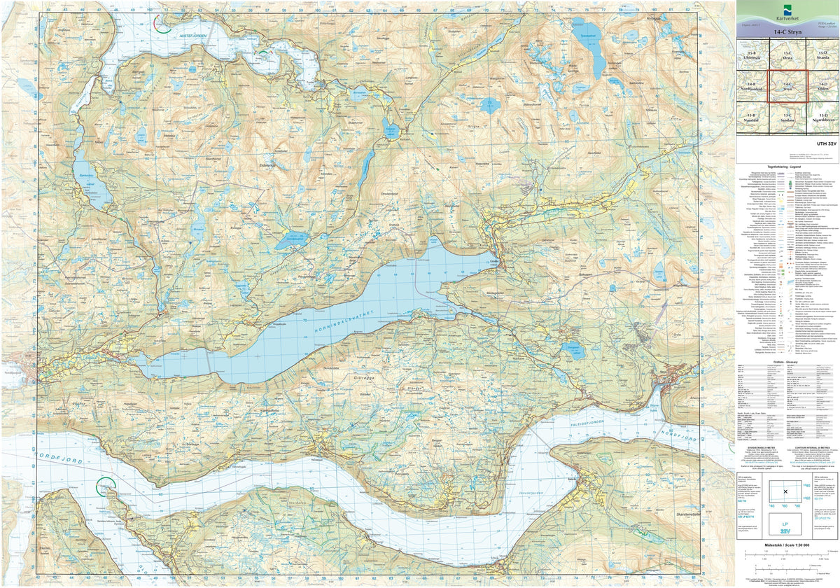 Kartverket N50 kartblad 14-C Stryn