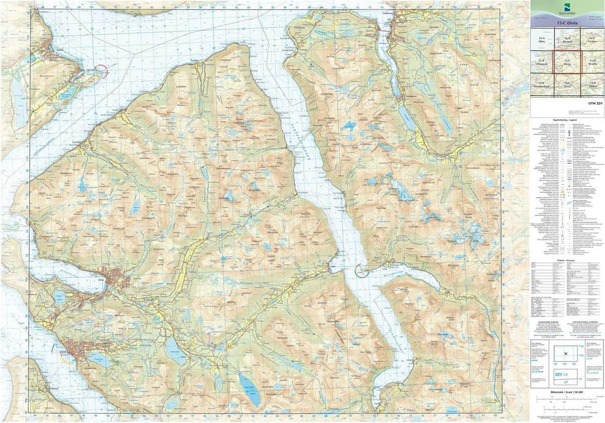Kartverket N50 kartblad 15-C Ørsta