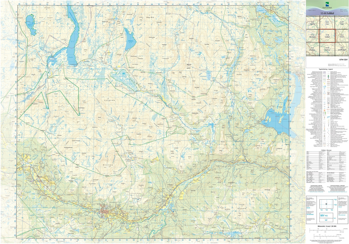 Kartverket N50 kartblad 15-H Folldal