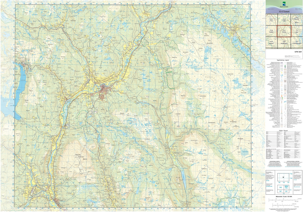 Kartverket N50 kartblad 15-I Tynset