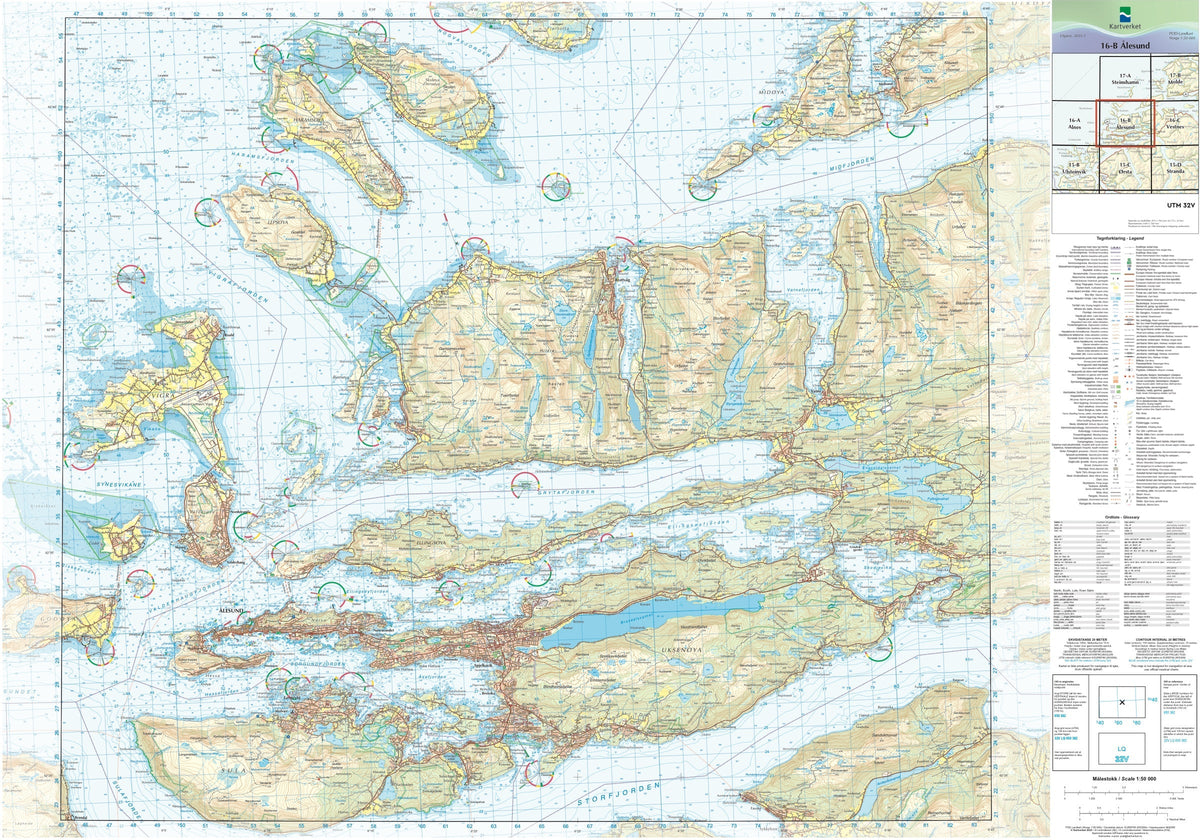 Kartverket N50 kartblad 16-B Ålesund