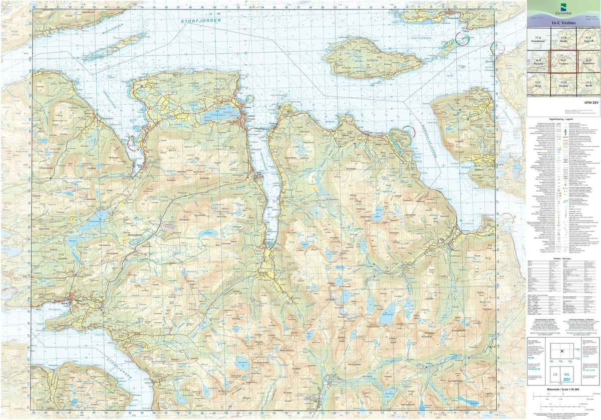 Kartverket N50 kartblad 16-C Vestnes
