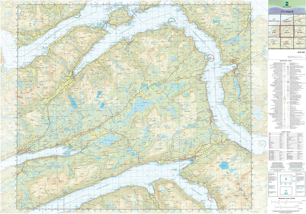 Kartverket N50 kartblad 17-C Tingvoll