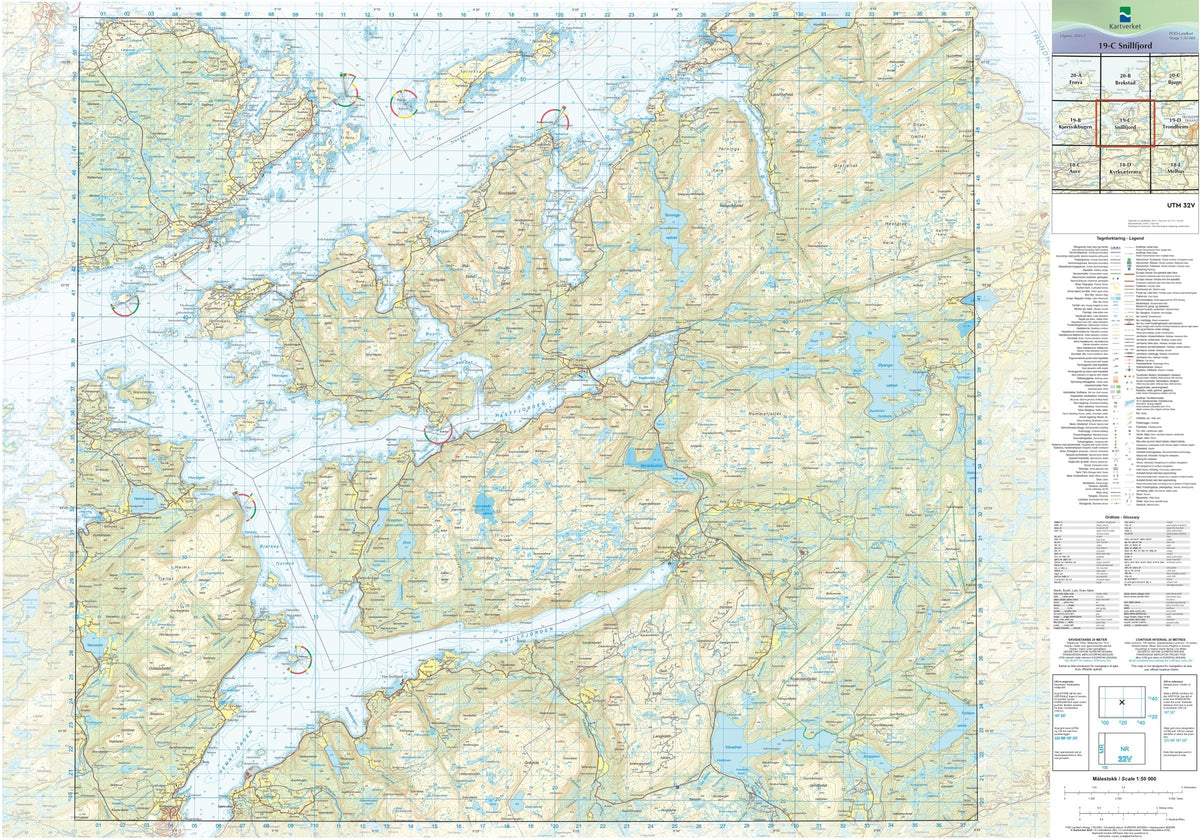 Kartverket N50 kartblad 19-C Snillfjord