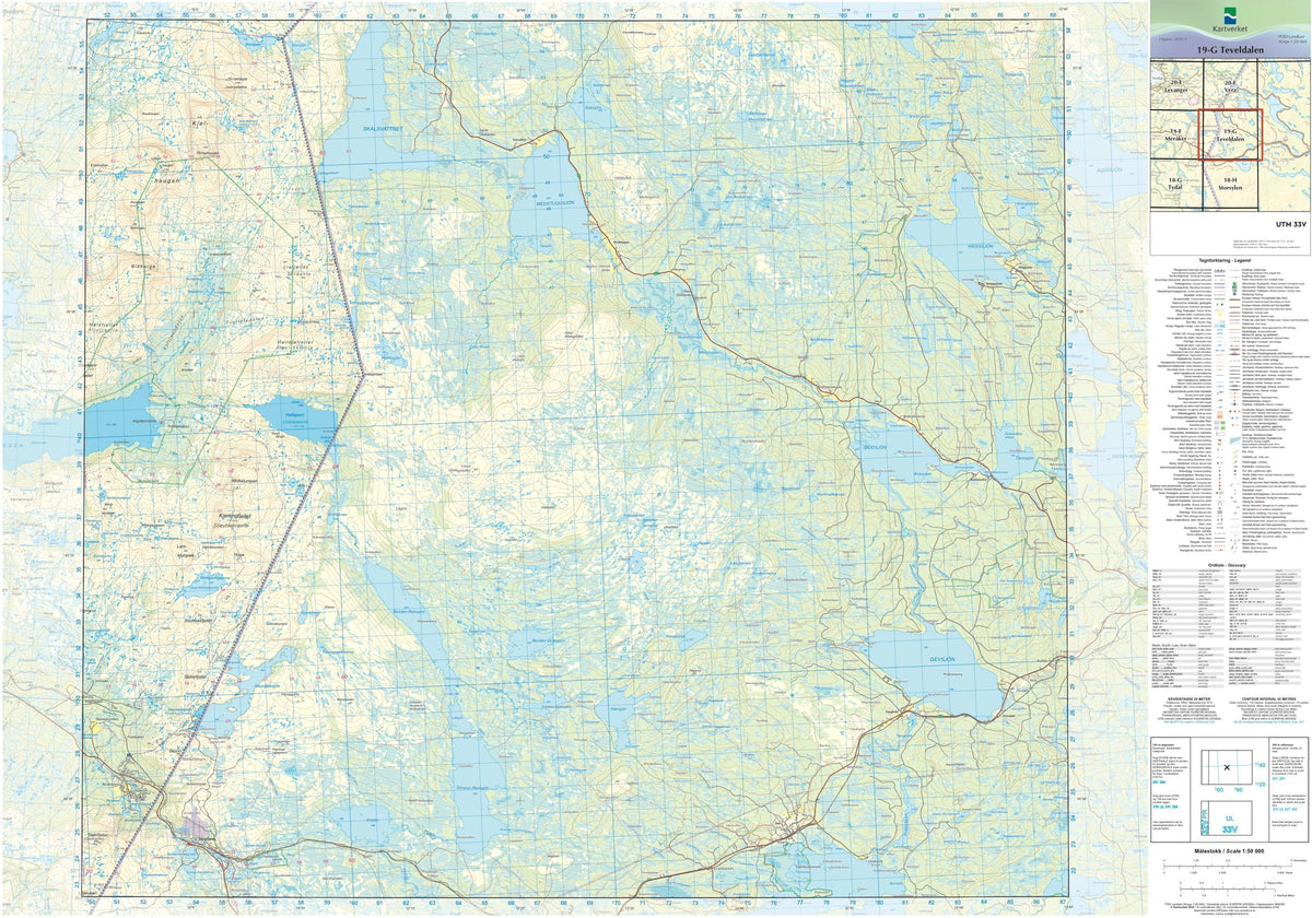 Kartverket N50 kartblad 19-G Teveldalen