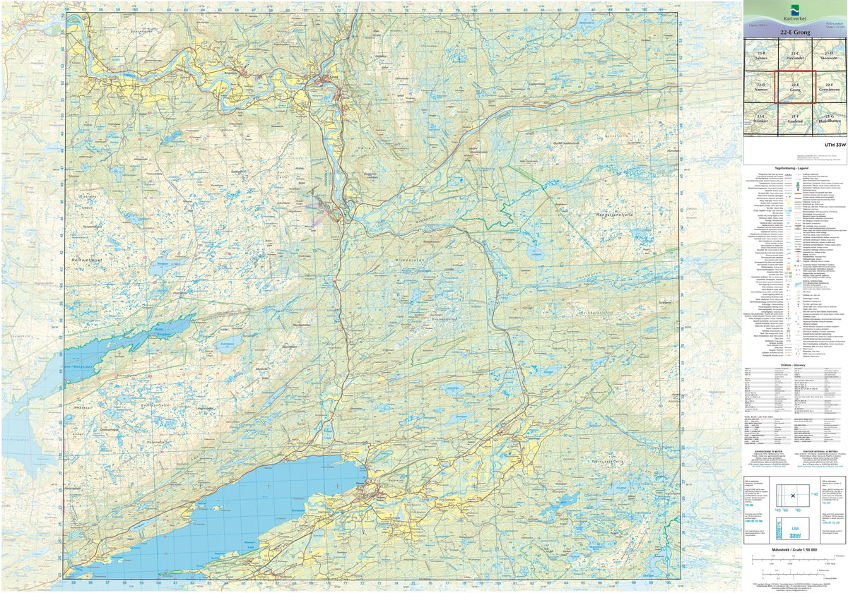 Kartverket N50 kartblad 22-E Grong