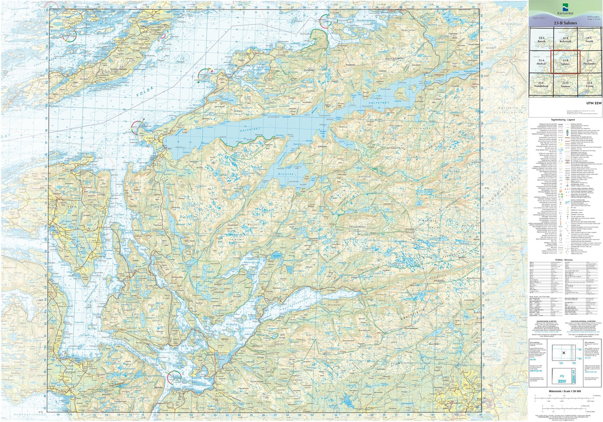 Kartverket N50 kartblad 23-B Salsnes