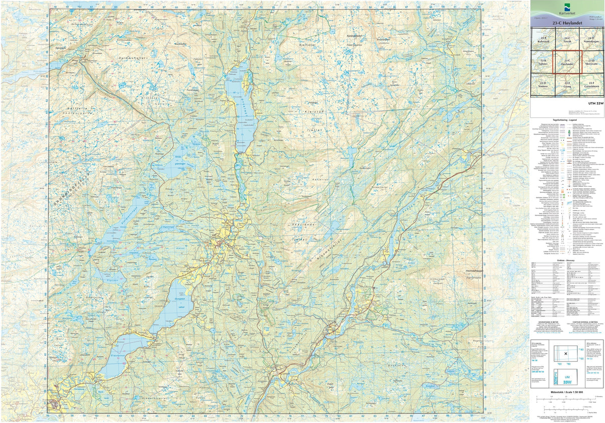 Kartverket N50 kartblad 23-C Høylandet