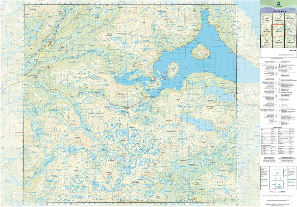 Kartverket N50 kartblad 23-D Skorovatn