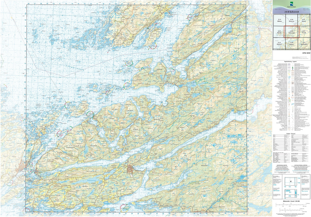 Kartverket N50 kartblad 24-B Kolvereid