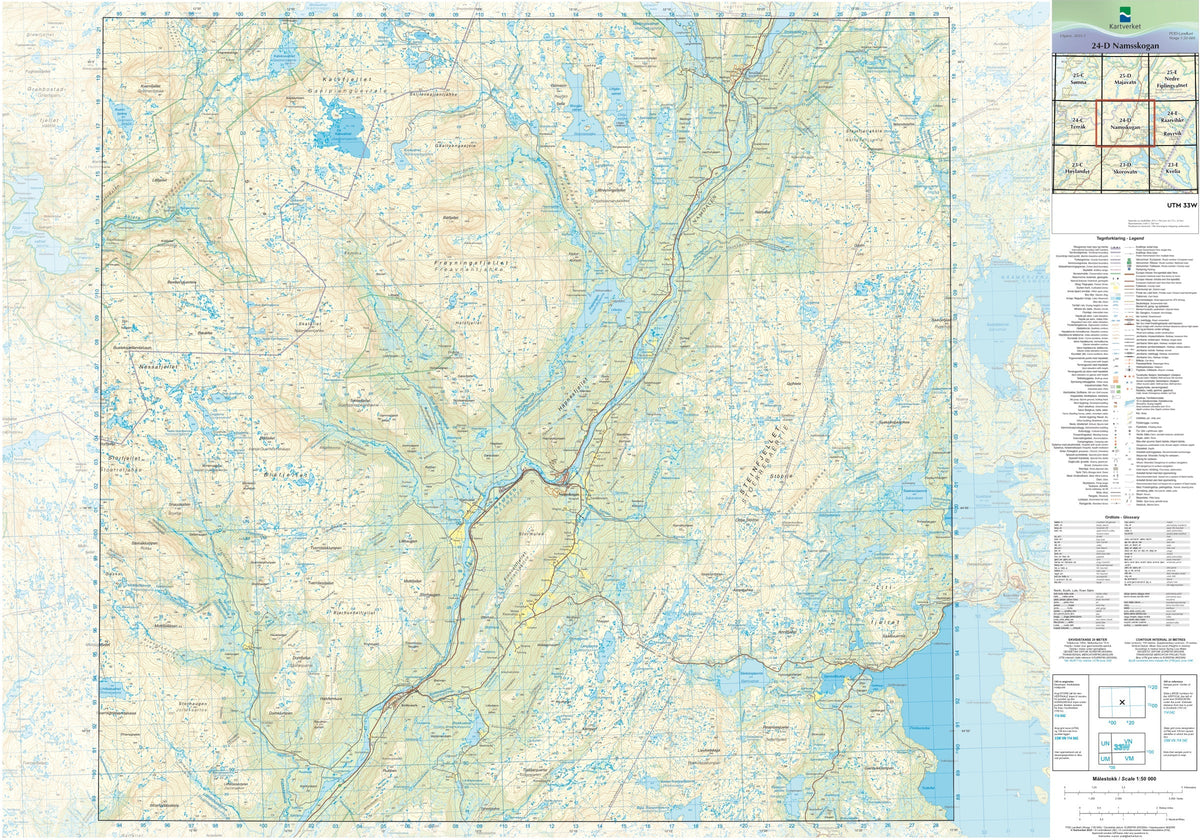 Kartverket N50 kartblad 24-D Namsskogan