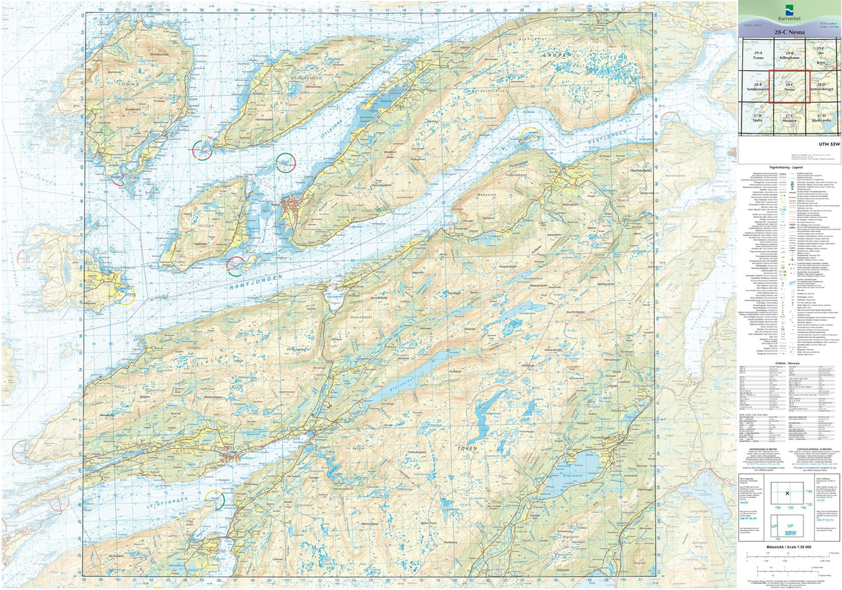 Kartverket N50 kartblad 28-C Nesna